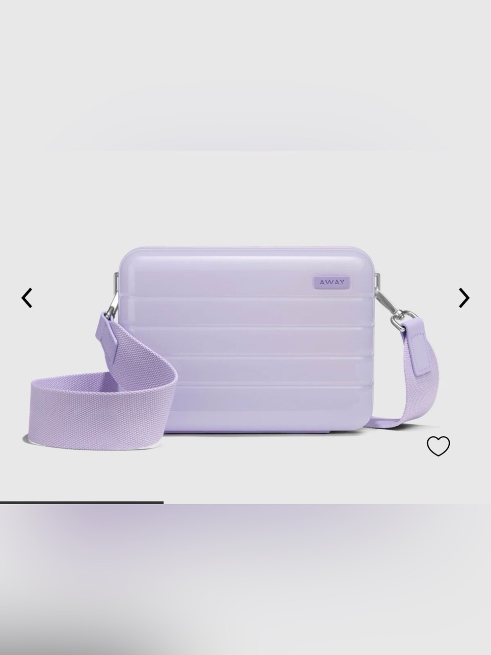 Away Lilac Lavender Purple Hard Compact Mini Crossbody Carry Case Bag Zip Strap